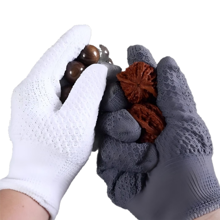PINYU Antique Gloves, Pine Pattern, Nano S Size, 10 Pairs, Breathable, Wear-Resistant, Polishing Disc, Walnut Pattern, Beaded Bracelet Specialized Gloves, Gray