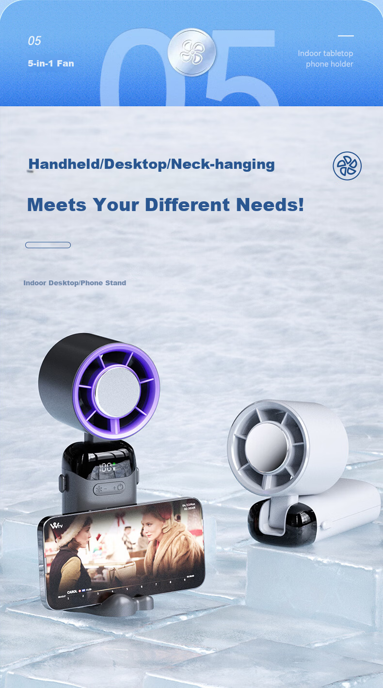 AUX Handheld Mini Fan Semiconductor Air Conditioner Cooling Portable Foldable Desktop USB Electric Fan Ice Compress Silent Long Battery Life Outdoor Student Cooling Gadget 13