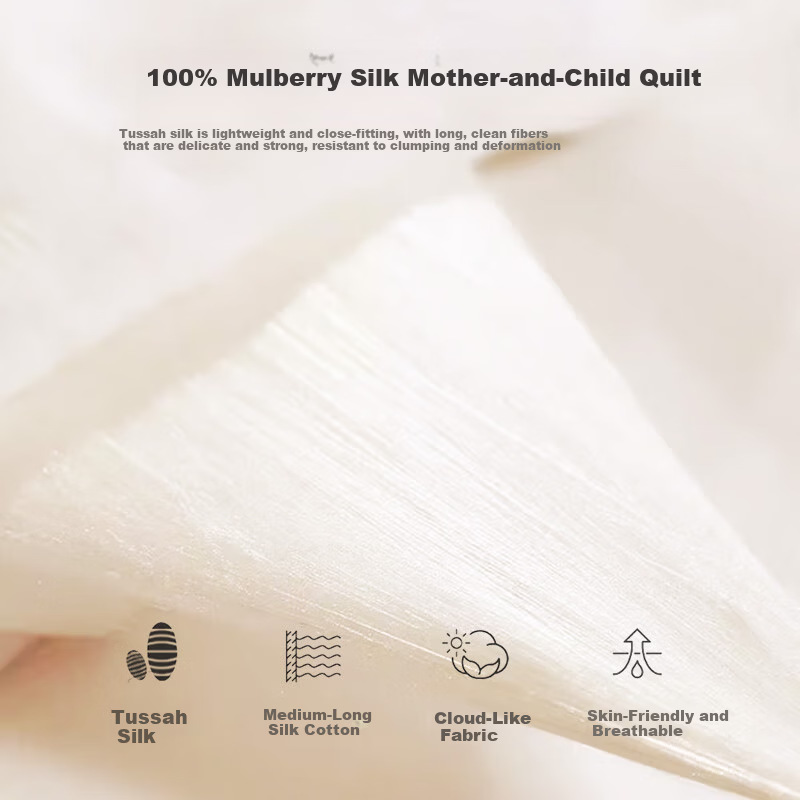 MUJI 100% Silk Double Quilt 2-in-1 Core Four Seasons Autumn Winter Silk Quilt Zipper 8.5 Jin 200x230cm