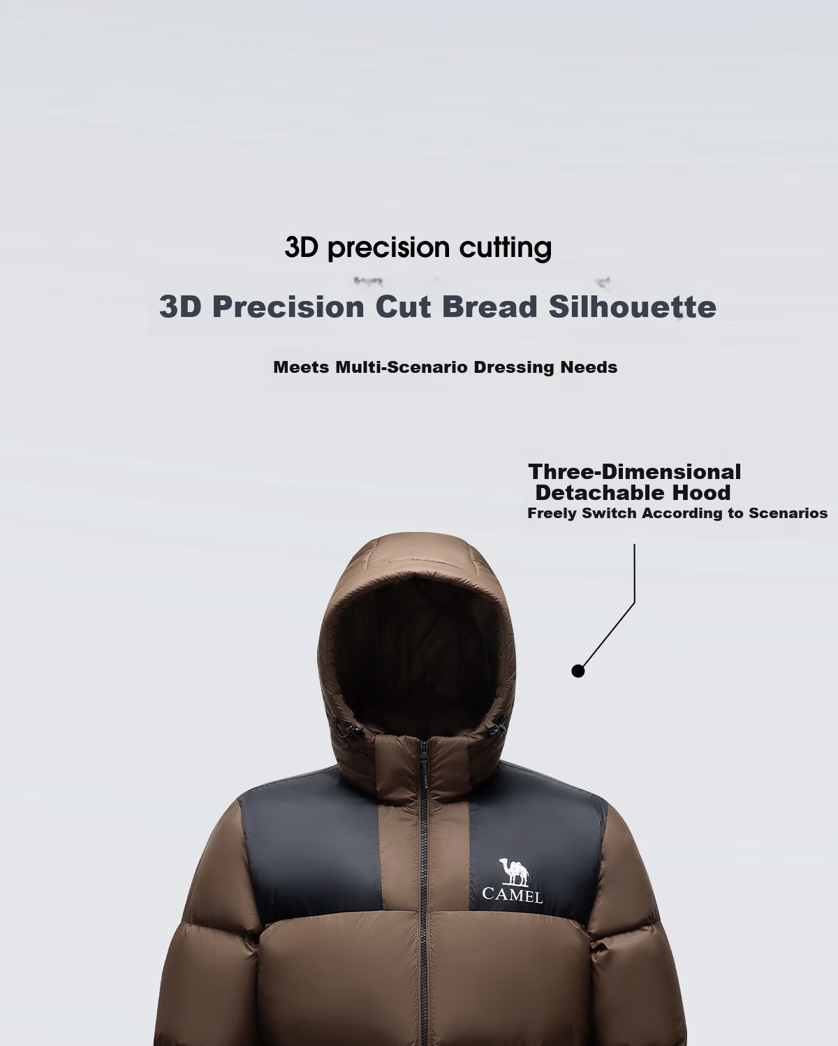 CAMEL Outdoor Down Jacket Winter Thickened Warm Unisex Windproof Graphene Puffer Coat 25