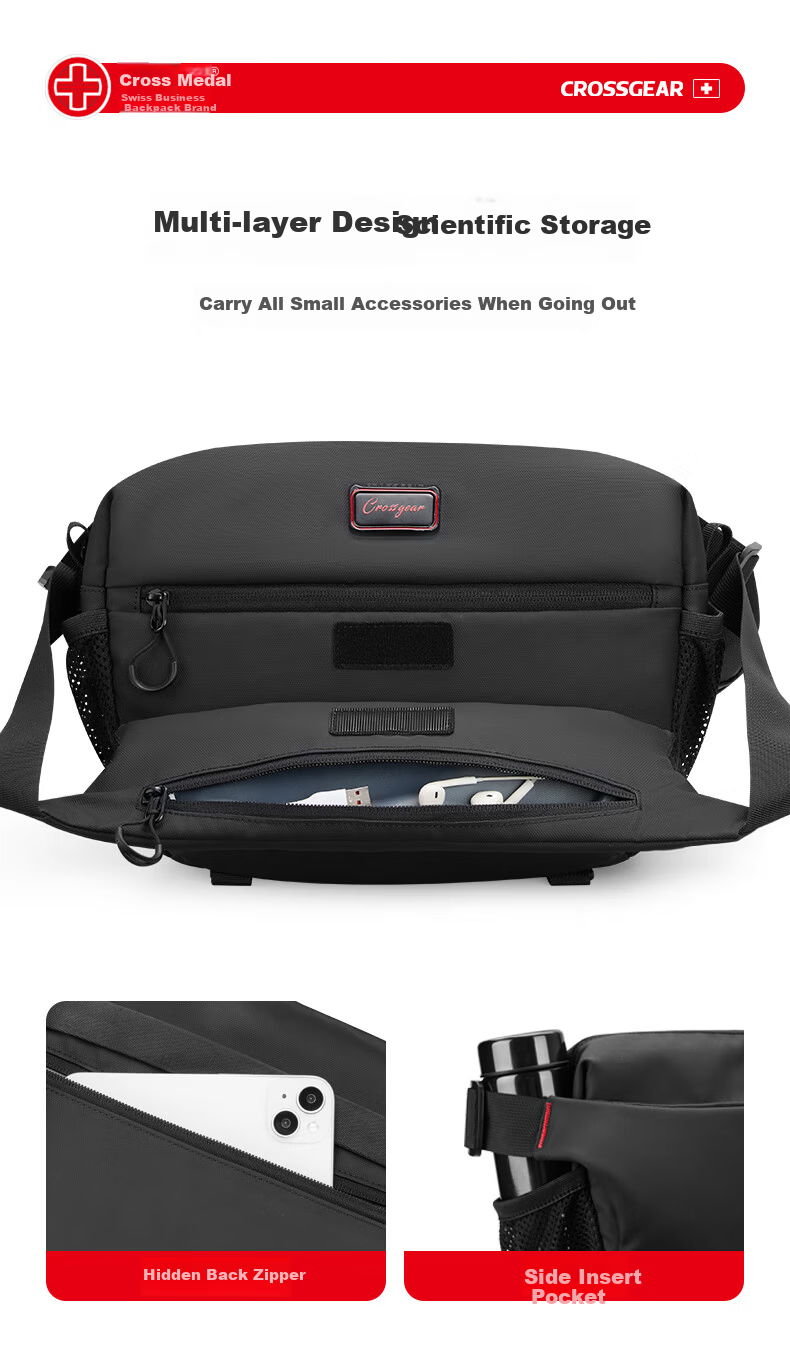 CROSSGEAR Chest Bag Single Shoulder Camera Bag for Mirrorless DSLR with Two Lenses Drone Storage Portable Casual Bag 1 6