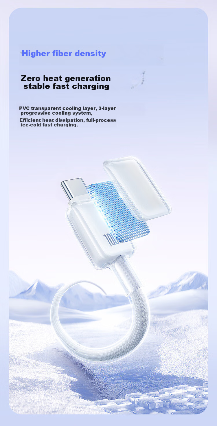 Baseus Dual-Head Type-C Data Cable PD 100W/88W Super Fast Charging CtoC for Huawei Honor Xiaomi Apple iPad Laptop Phone 1m White 5