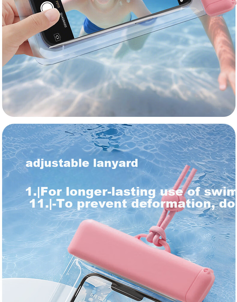 VIPY Waterproof Phone Pouch Touchscreen Compatible Underwater Camera Dustproof Swimming Rafting Sealed Lanyard Blue 5