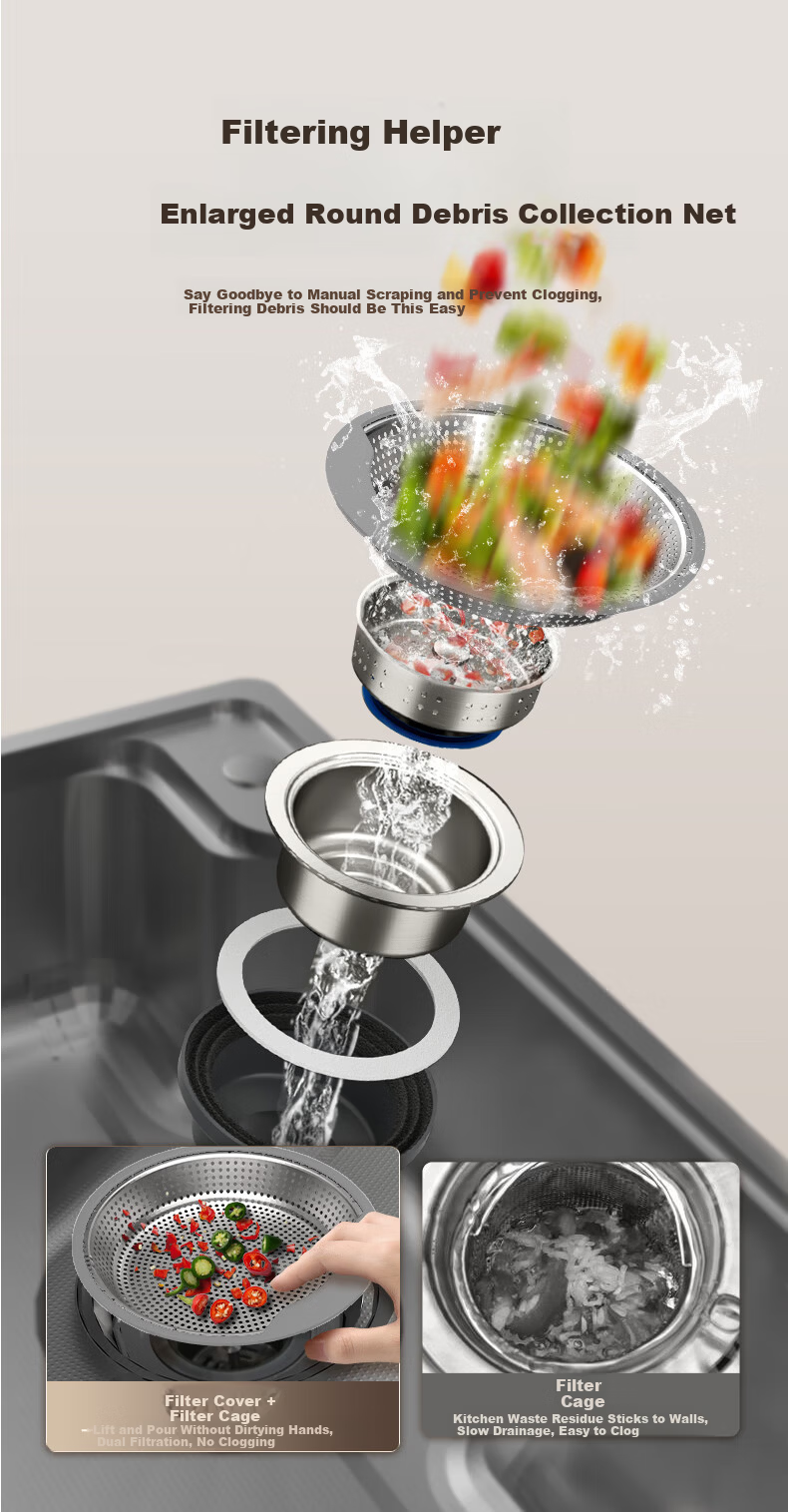 ARROW Kitchen Sink Large Single Bowl Treasure Basin Nano 304 Stainless Steel Japanese Style Undermount Dishwashing and Vegetable Washing Integrated Sink 6