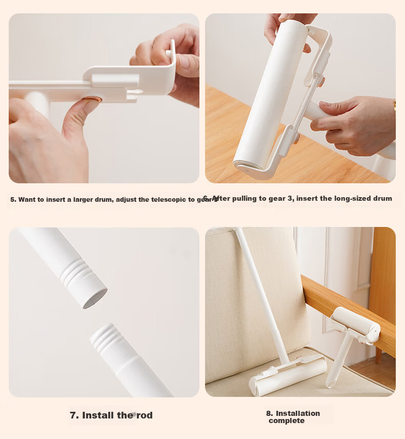 Xiangjiamei Lint Roller, 16cm, 5 Rolls, Long Handle, for Removing Lint from Clothes, Can Tear Off Rolls of Paper, Hair Cleaning, Replacement Pack 19