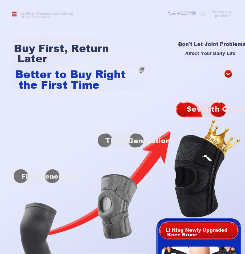 LI-NING Summer Thin Knee Brace Meniscus Injury Sports Protective Joint Knee Support for Men and Women Hiking Basketball Running Walking 4