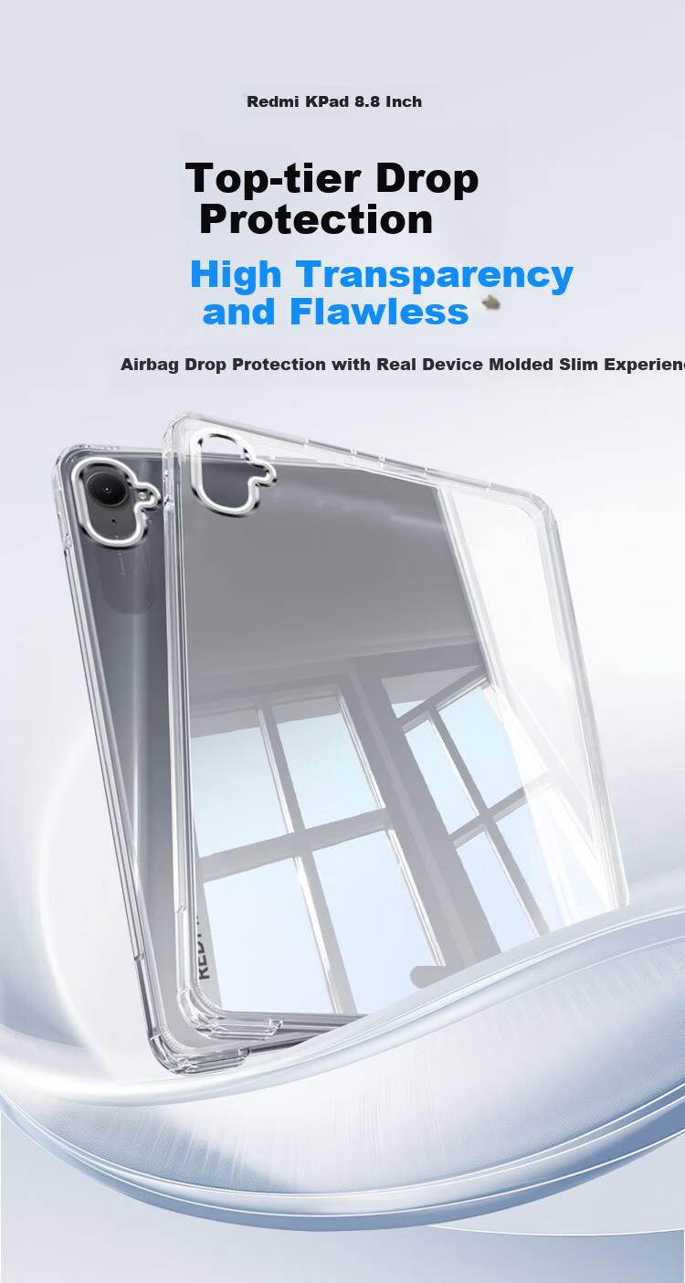 Coolerfun Compatible Xiaomi Tablet Redmi K Pad Case 8.8 Inch 2025 New Redmi K Pad Tablet Four-Corner Drop Protection TPU Flexible Transparent Case 1