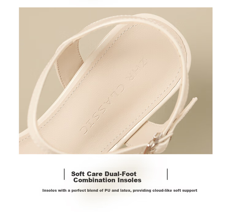 ZHR Zese Women's Summer Elegant Style Chunky Heel Single Strap Sandals French Style Outdoor Shoes KN137 Silver Size 39 6