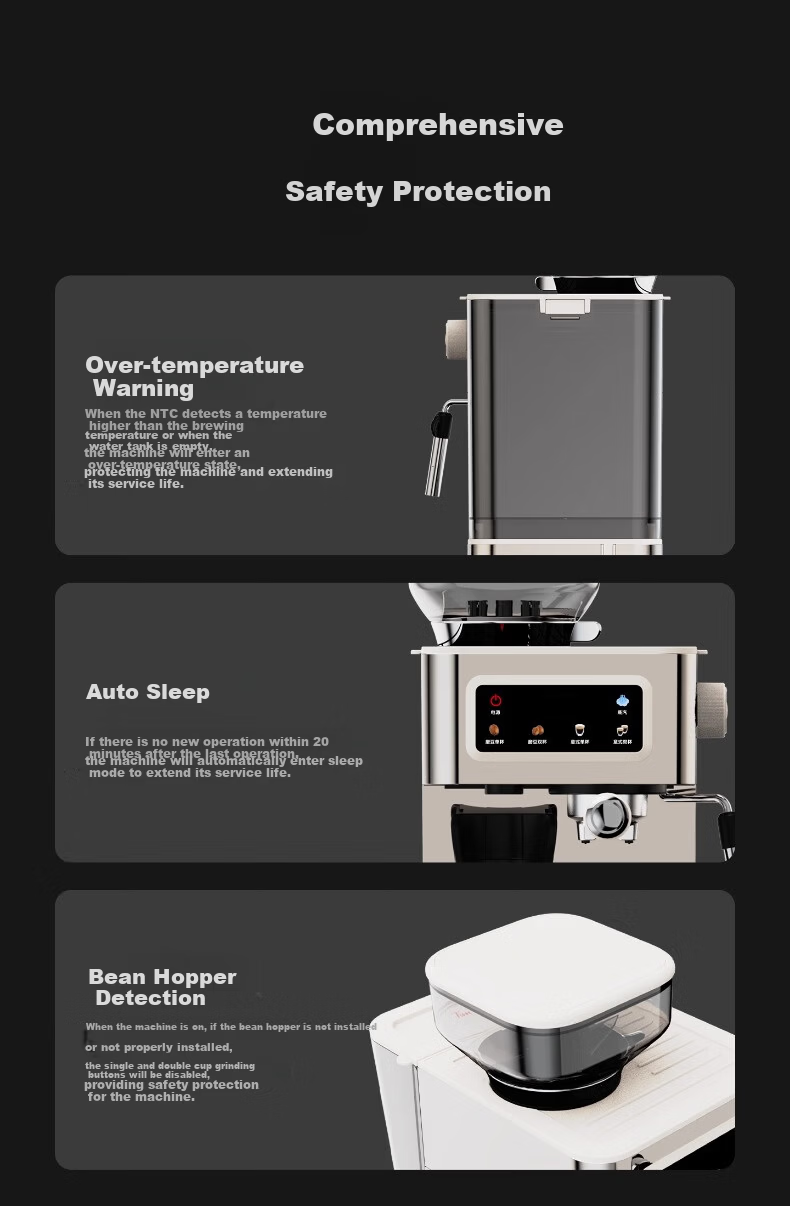 Tim Hortons Tims T5 Fully/ Semi-Automatic Italian Home Coffee Machine Grinder Integrated Cold Brew Version One-Touch Milk Frother Detachable Burr Silver 20