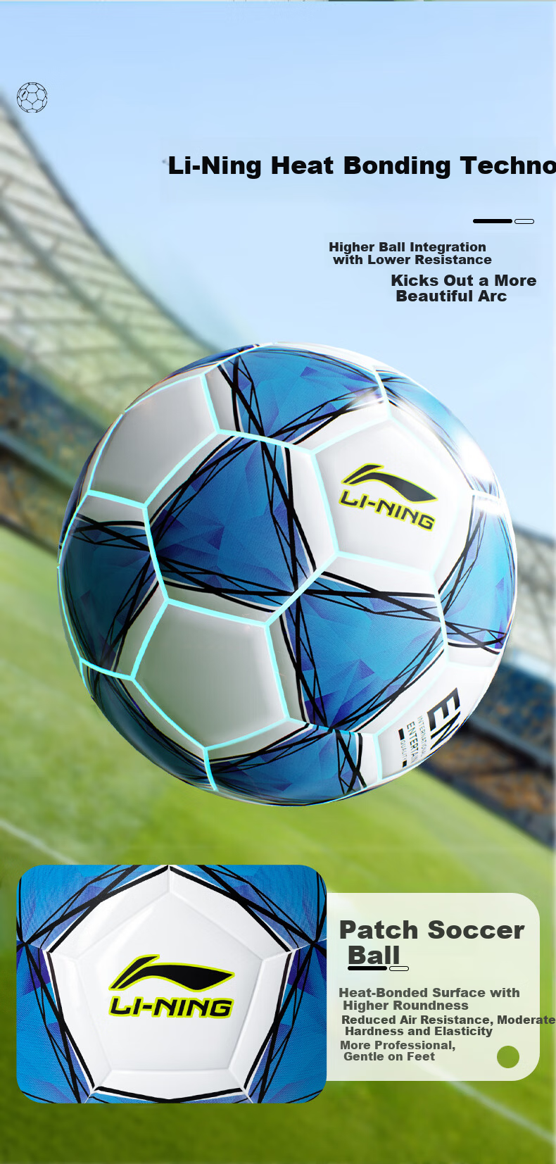 Li-Ning Football Size 4 for Children, Primary and Middle School Students, Ages 3-12, Standard Match and Training Youth Soccer Ball 6