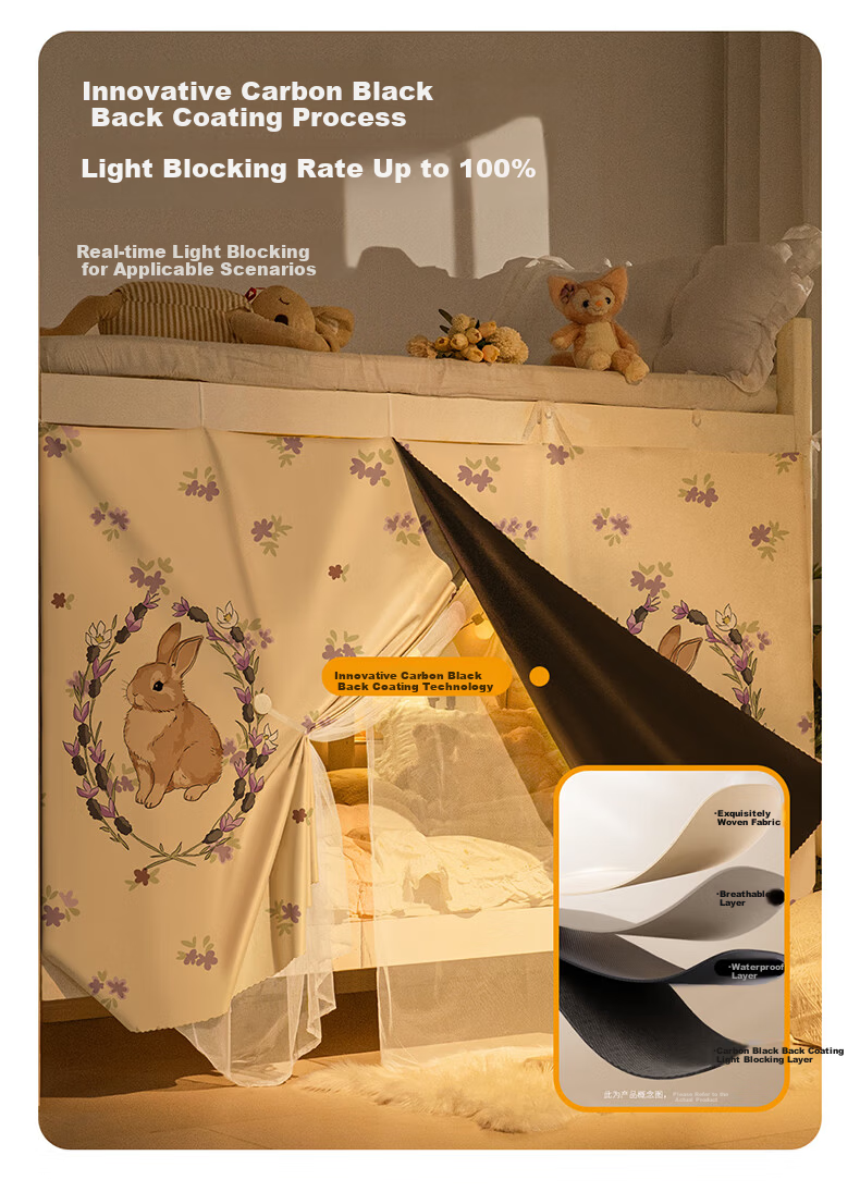 XIHAN Student Dormitory Thickened Strong Light-Blocking Integrated Bed Curtain Mosquito Net 0.9m Bed [Lower Bunk Special] 9