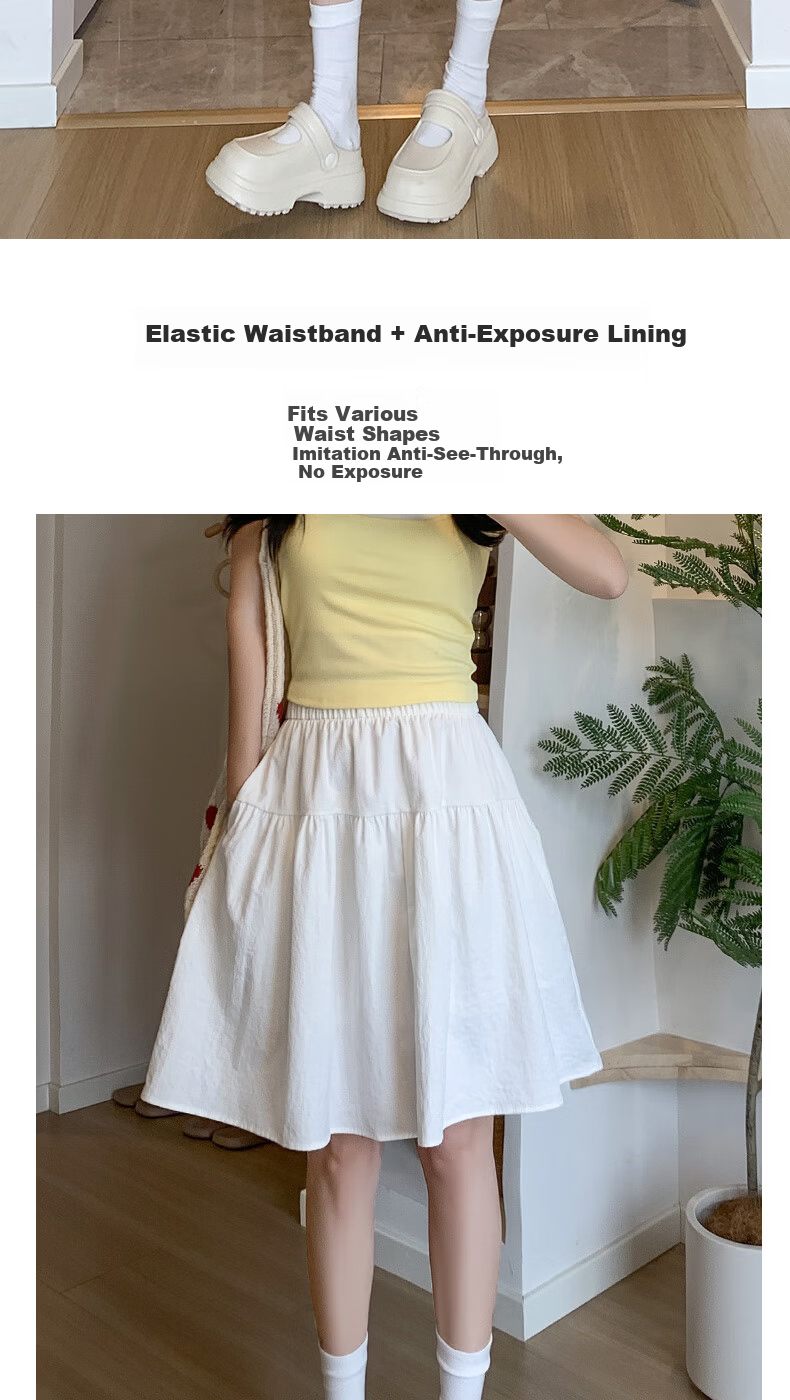 Langsha Cotton-Like Five-Point Short Skirt for Women Summer New Japanese Casual Elastic Waist A-Line Sports Umbrella Skirt 6
