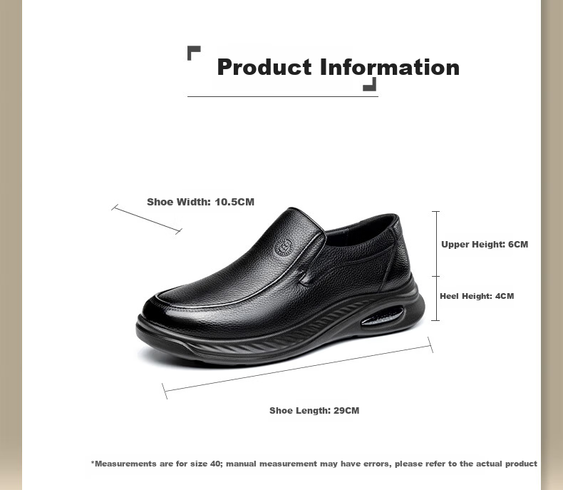 LAORENTOU Men's First Layer Cowhide Business Casual Leather Shoes Soft Sole Soft Surface Dad Shoes LA282 Black Size 43 1