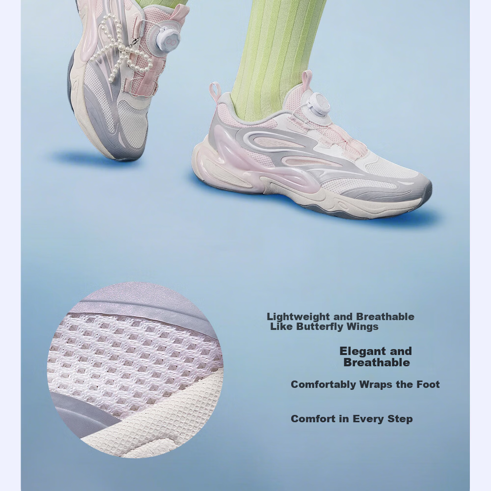 Anta Kids Girls Sports Shoes Big Kids 2026 Summer Breathable Sweet Cool Durable Butterfly Wing Casual Shoes A22628832 15