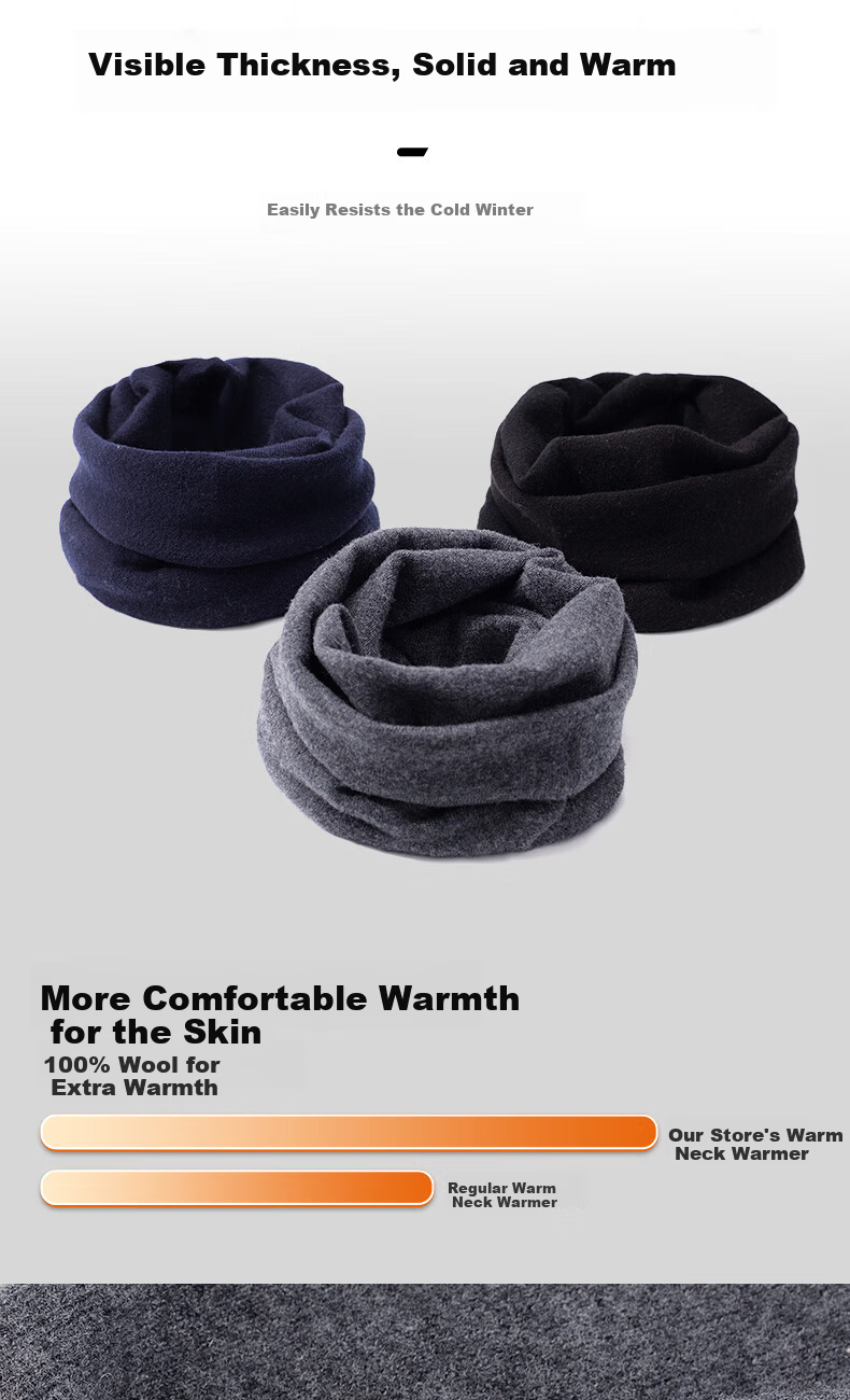 TUCANO Pure Wool Men's Hat and Scarf Set, Winter Outdoor Cycling Sports Warm Cold-Resistant Knit Hat and Scarf for Men 8