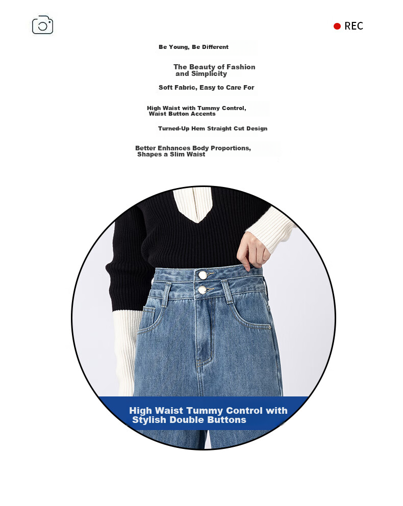 Baleno Vintage Blue Fleece-Lined Thickened Straight-Leg Jeans for Women Autumn Winter 2025 New High-Waist Slimming Warm Wide-Leg Pants Female 2