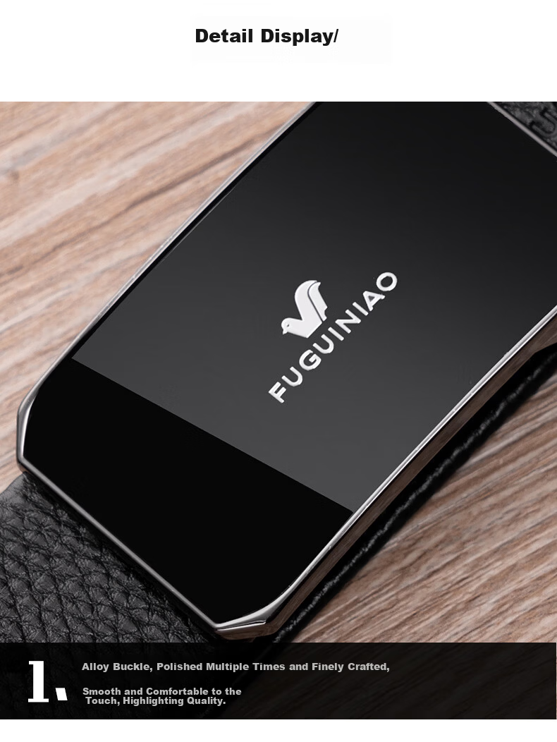 FUGUINIAO Men's Genuine Leather Belt with Pin Buckle, Fashionable First Layer Cowhide Business Casual Belt in Gift Box 4