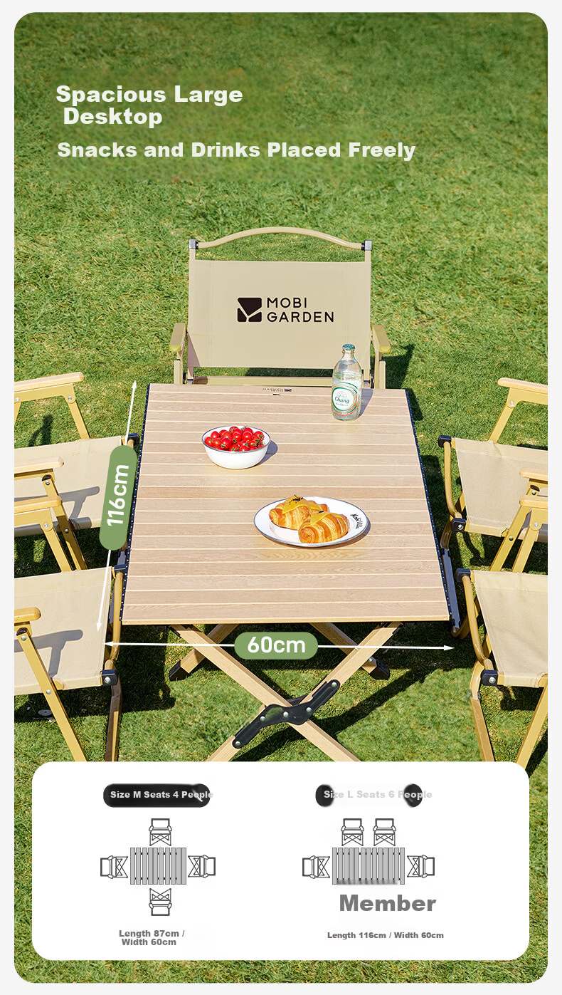 MOBIGARDEN Mountain Stream Aluminum Alloy Egg Roll Table Outdoor Camping Picnic Lightweight Folding Table NX25665052 Obsidian Black 11