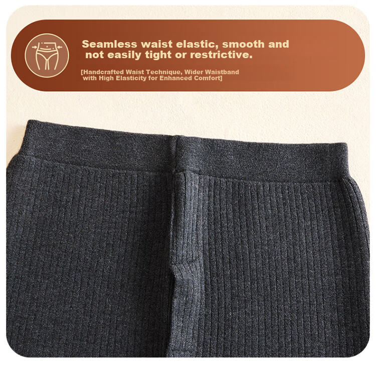 Langsha Thermal Cotton Wool Men's Thickened Fleece Lined Heated Base Layer Pants Winter Knee Support Patch Waist Thick Fleece Long Johns 15