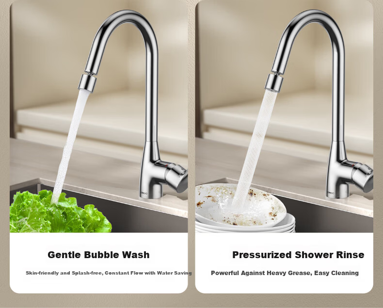 JOMOO Kitchen Faucet Healthy Sink Rotatable Dual Control Hot and Cold Water Tap 33080-205/1B3-Z 13