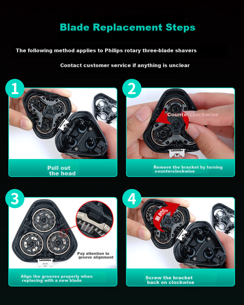 PURPAVWINNER Compatible with Philips Shaver Head S5000 Upper Part, Suitable for Series 5091/5420/5831/Razors, Blades, Shaver Net, Card Holder Bracket, Sh50 Three-Blade Head 8