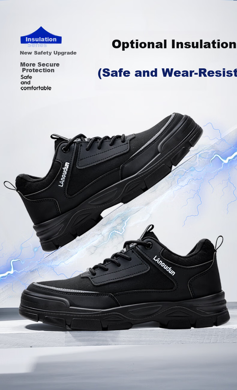 BlueOwl Shield Men's Summer Breathable Lightweight Comfortable Anti-Smash Anti-Puncture Steel Toe Safety Work Shoes DL216 Size 42 5