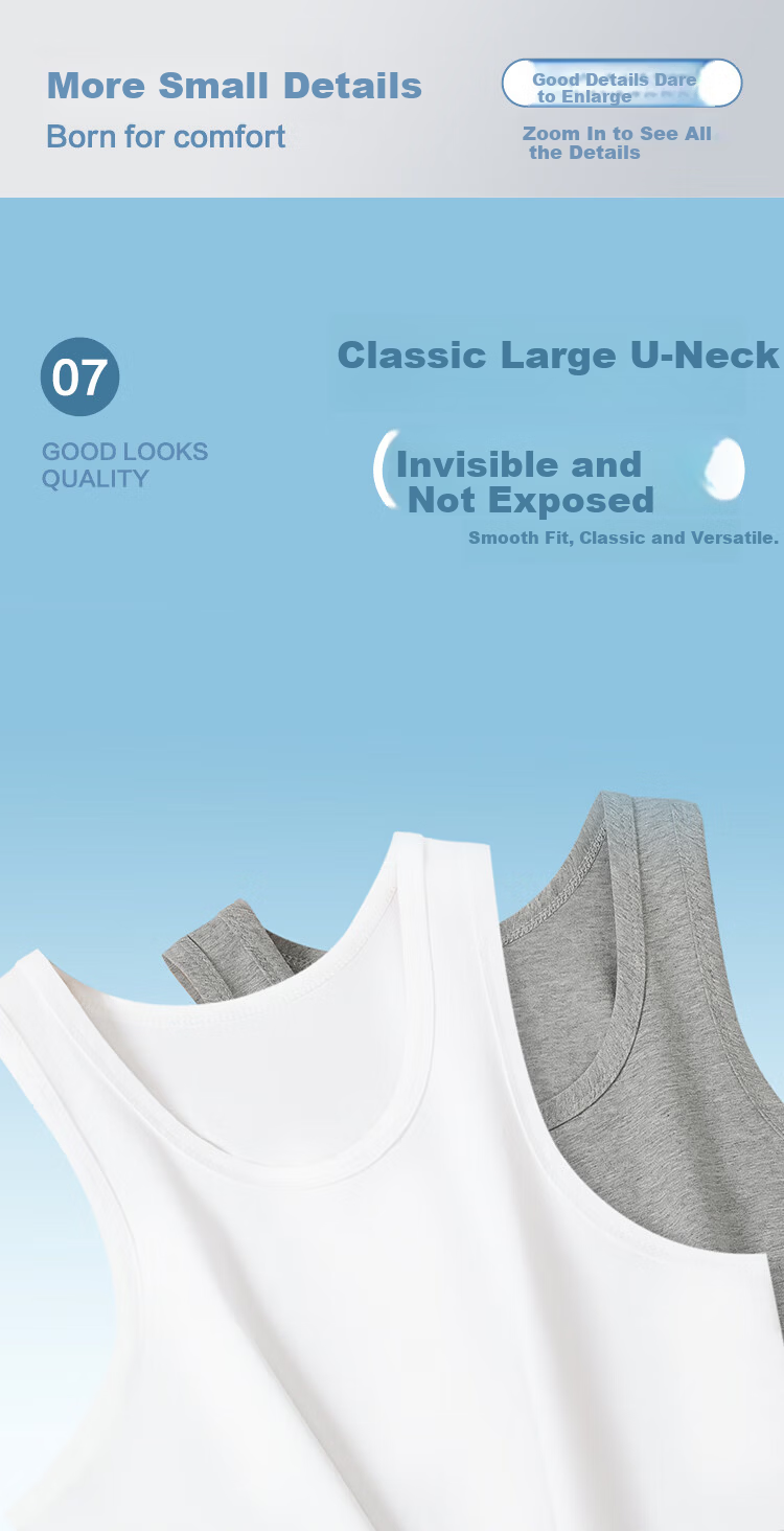 Hongdou Men's Cotton-Spandex Solid Color Round Neck Breathable Sports Base Layer Tank Top 2-Pack 10