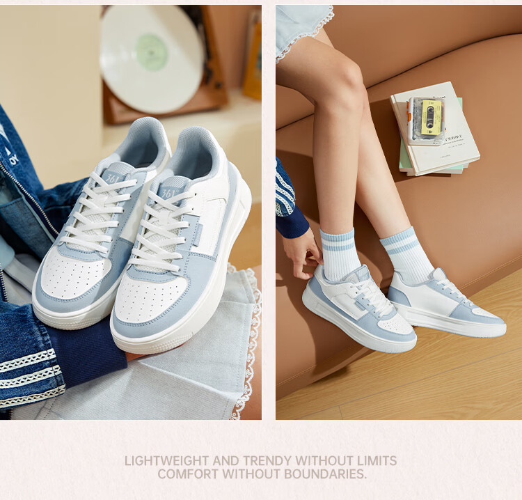 361° Qinghe 2 New Trendy Platform Leather Casual Sneakers Women's White Shoes 682636618-4 27