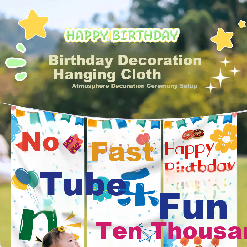 Ounizi Birthday Scene Decoration Girl Birthday Props Atmosphere Boy Party Decoration Happy Birthday Banner 3-Pack 1