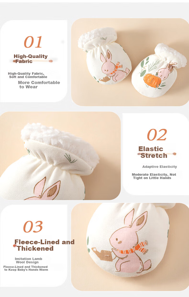JOYNCLEON Baby Gloves Newborn Anti-Scratch Face Protection Autumn Winter Thickened Fleece Teething Gloves Jyf201007 11