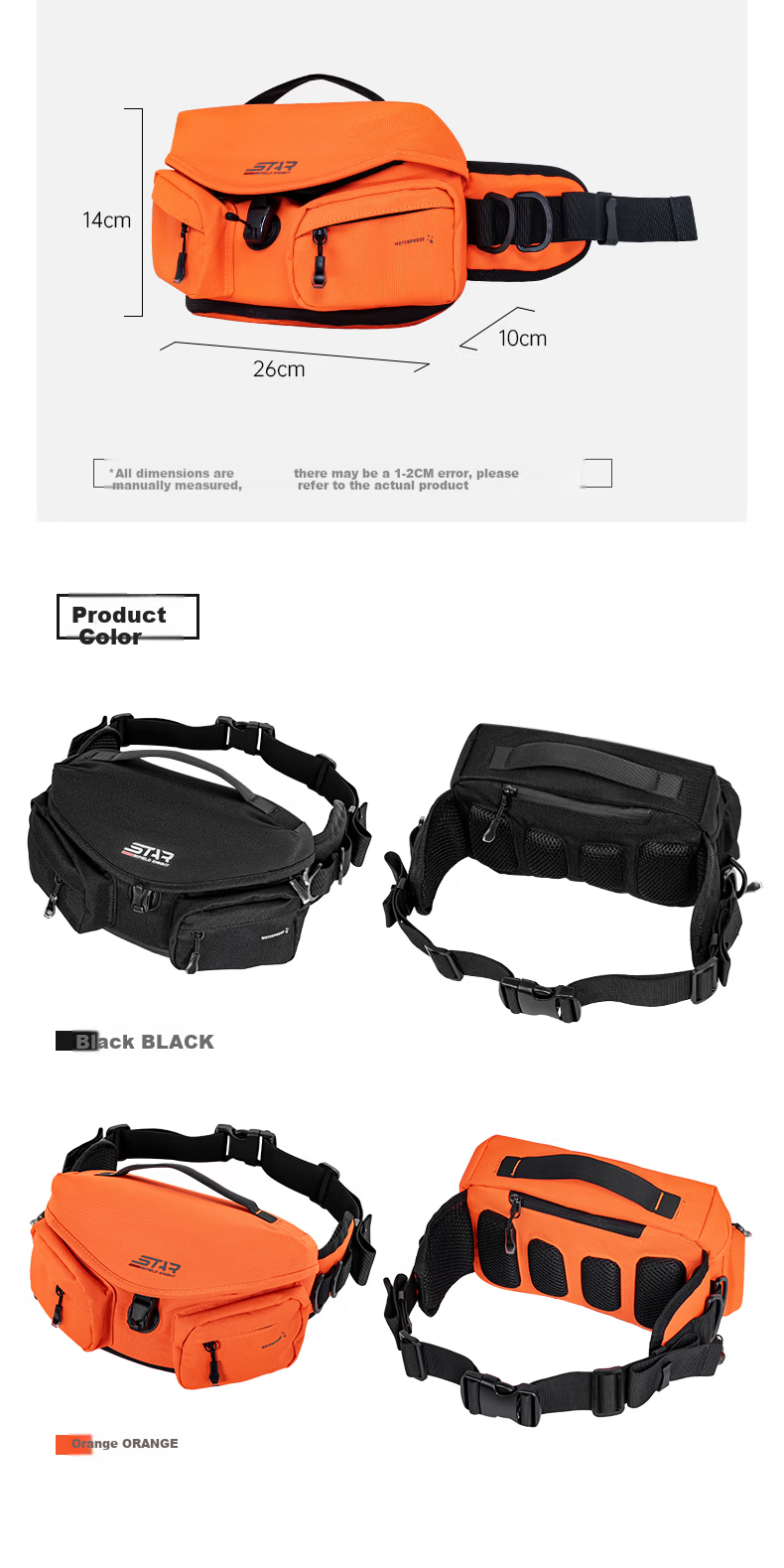 STAR FIELD KNIGHT Motorcycle Riding Waist Bag Unisex Multifunctional Outdoor Water-Resistant Storage Crossbody Bag Knight Gear SKB398 12