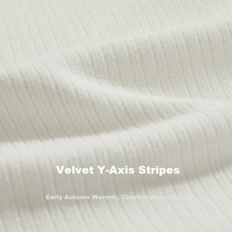 CABBEEN Velvet Y-Axis Stripe Men's Sweatshirt Special Fabric LOGO Single C Embroidery Winter Long Sleeve Sweatshirt