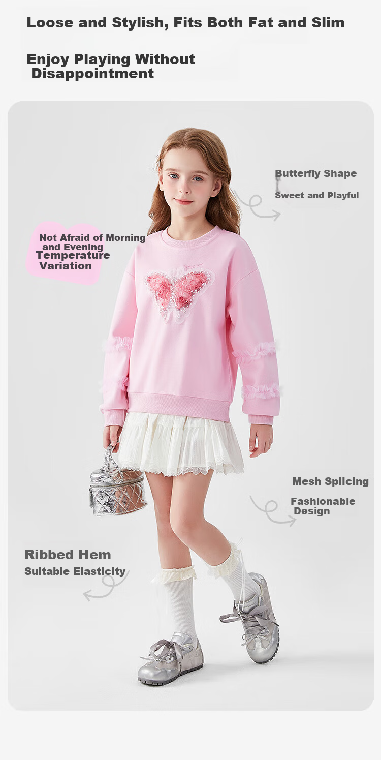 Disney Girls' Sweatshirt Spring Stylish Bowknot Pullover Kids Casual Top Spring Autumn PL160034 Blue Size 130 4