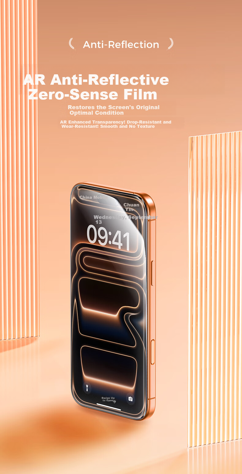 Benks [AR Anti-Reflective + Anti-Glare] Tempered Glass Screen Protector for iPhone 17 Pro Max, Anti-Reflection, Dustproof, Anti-Fingerprint, Ultra-Thin Full Coverage Film 3