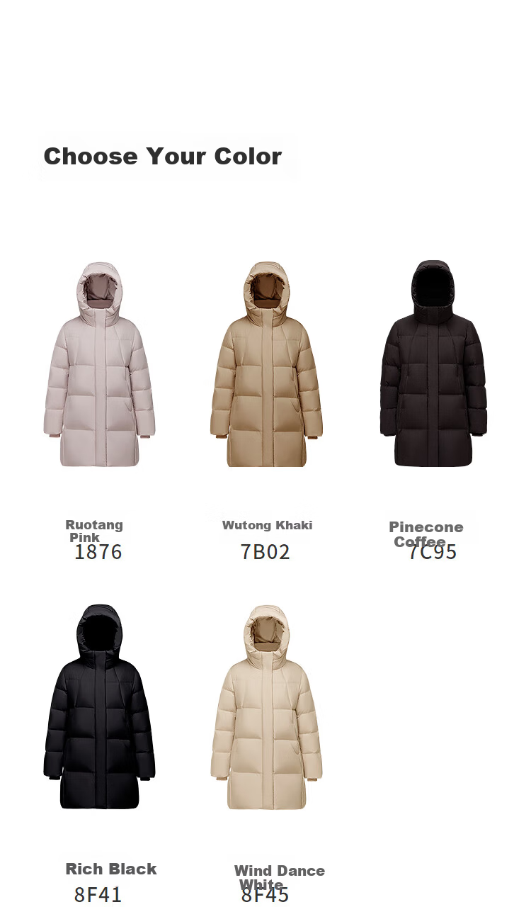 BOSIDENG Women's Off-Season 90% Down Thickened Hooded Loose Mid-Length Casual Warm Coat 5