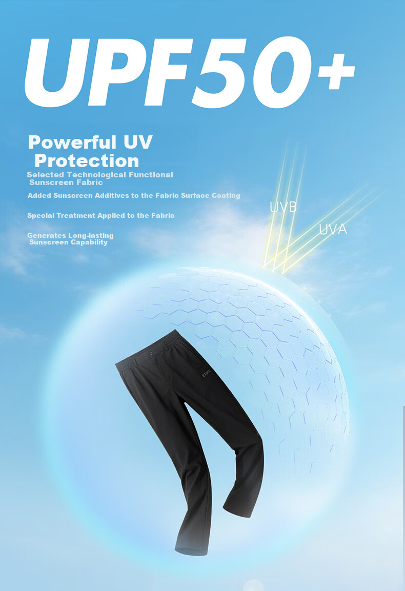 ERKE Knitted Long Pants Spring Ice Cooling Sun Protection UPF50+ Outdoor Antibacterial Casual Men's Running Sports Pants 5