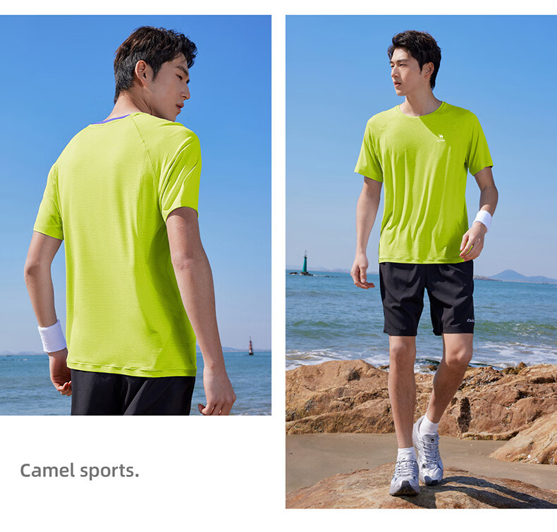 CAMEL Quick-Dry Sports T-Shirt Women Short Sleeve Breathable Casual Running Top C26BAYL6030 Dreamy Pink XL 22