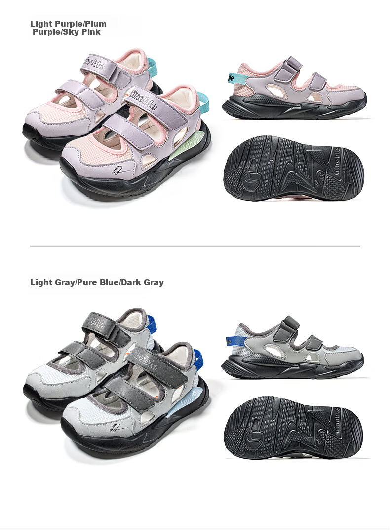 Ginoble Children's Walking Shoes 2026 Summer Sandals 1-5 Years Italian Series Kids Shoes GW1883 Bright Silver 10