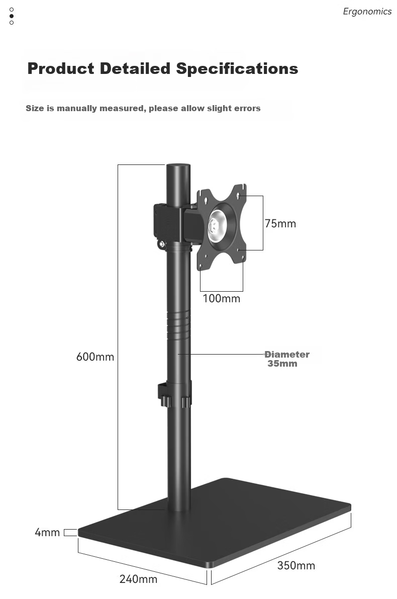 HILLPORT 17-43 Inch Monitor Stand 60cm Height Adjustable TV Riser Desktop Stand No Drilling Rotatable Enlarged Base DZ40 10