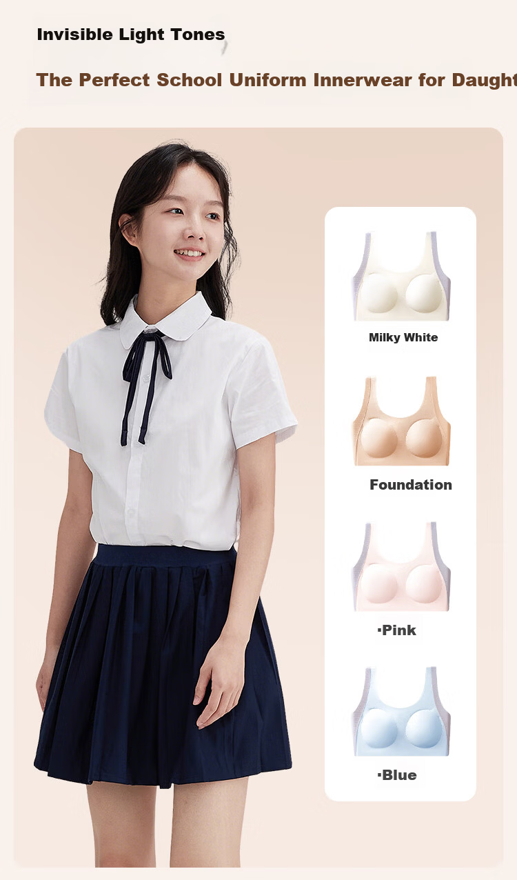 Seven Colors Spinning 2-Pack Girls' Underwear Teenage Sports Bra Vest for Ages 12-18, Lifting and Anti-Shock, Suitable for Middle and High School Students 13