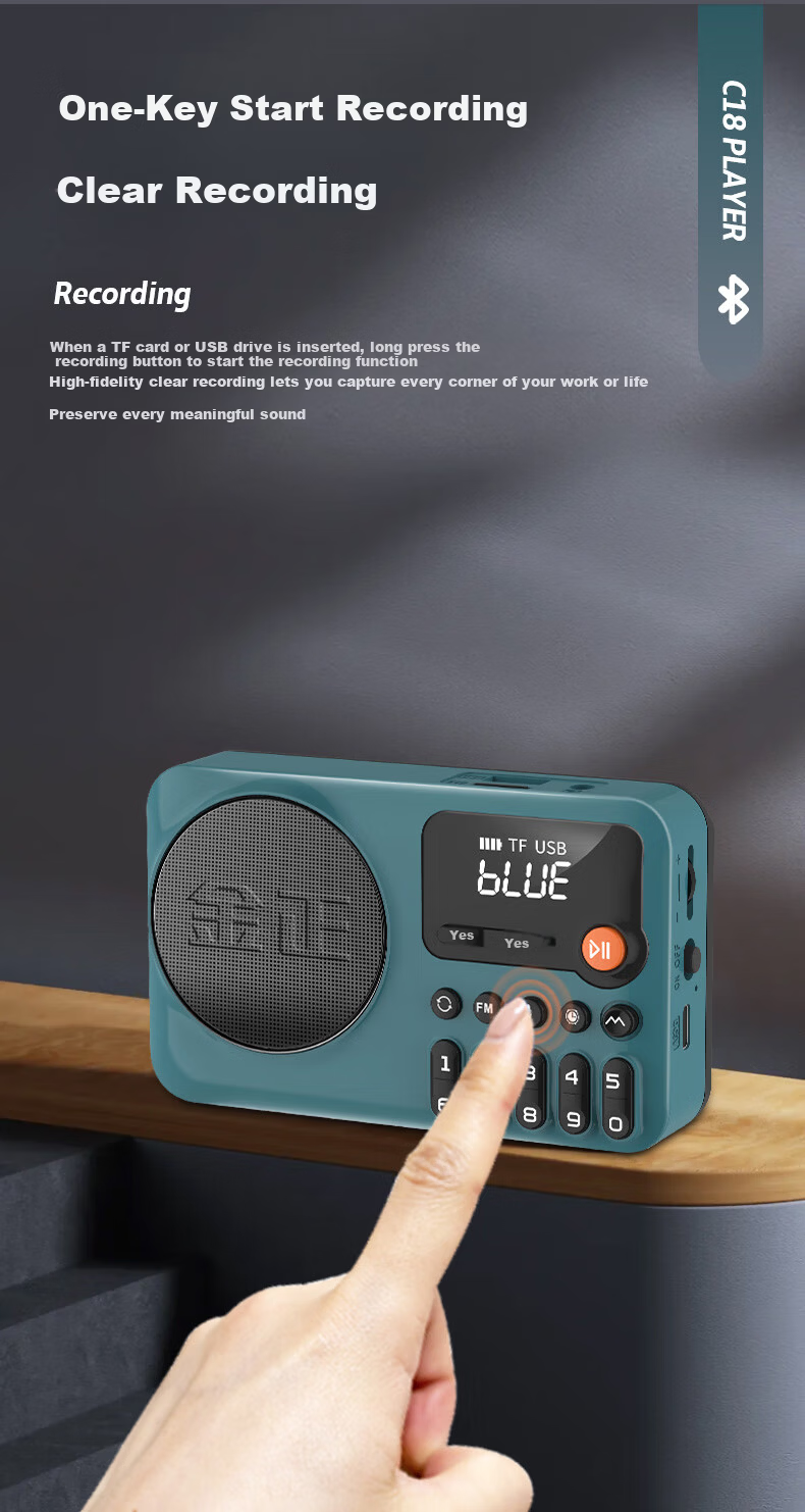 NINTAUS C38 Pure Radio, New Multi-Band Radio for Elderly, Mini Portable Small Full-Band Semiconductor Rechargeable Player, FM Tuner, Personal Radio for News 6