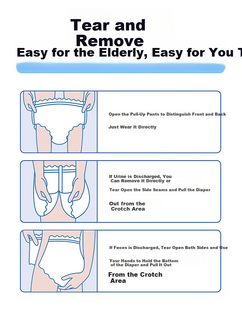 Kefu Medical Soft Adult Pull-Up Diapers XL 120pcs Hip Circumference 110-130cm Elderly and Pregnant Women Underwear-Type Diapers 12