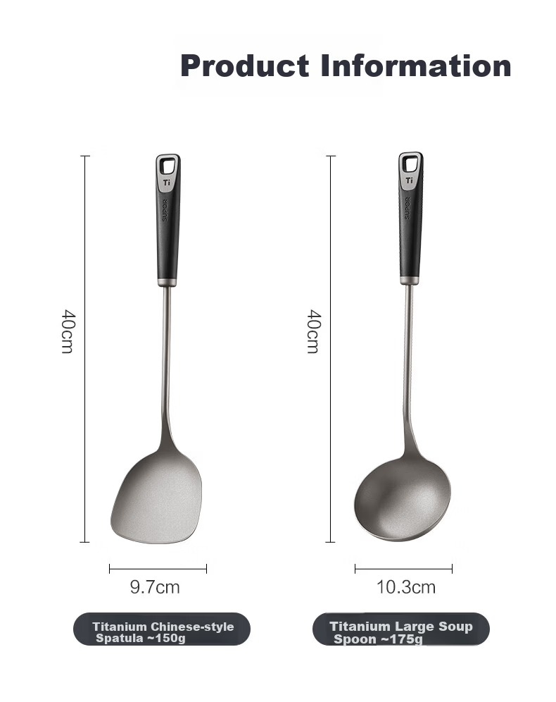 SUPOR 100% Pure Titanium Food Grade Large Soup Ladle Long Handle Thickened Hot Pot Spoon KLB40AX10 14