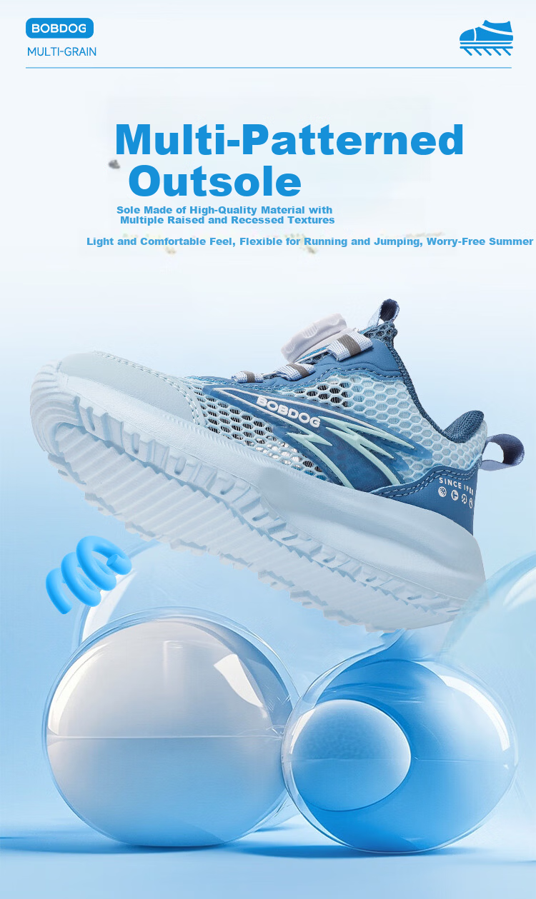 BOBDOG Boys' Summer Mesh Breathable Sports Shoes Casual Children's Running Shoes 103562001 Moonlight Blue/Light Moon Size 33 8