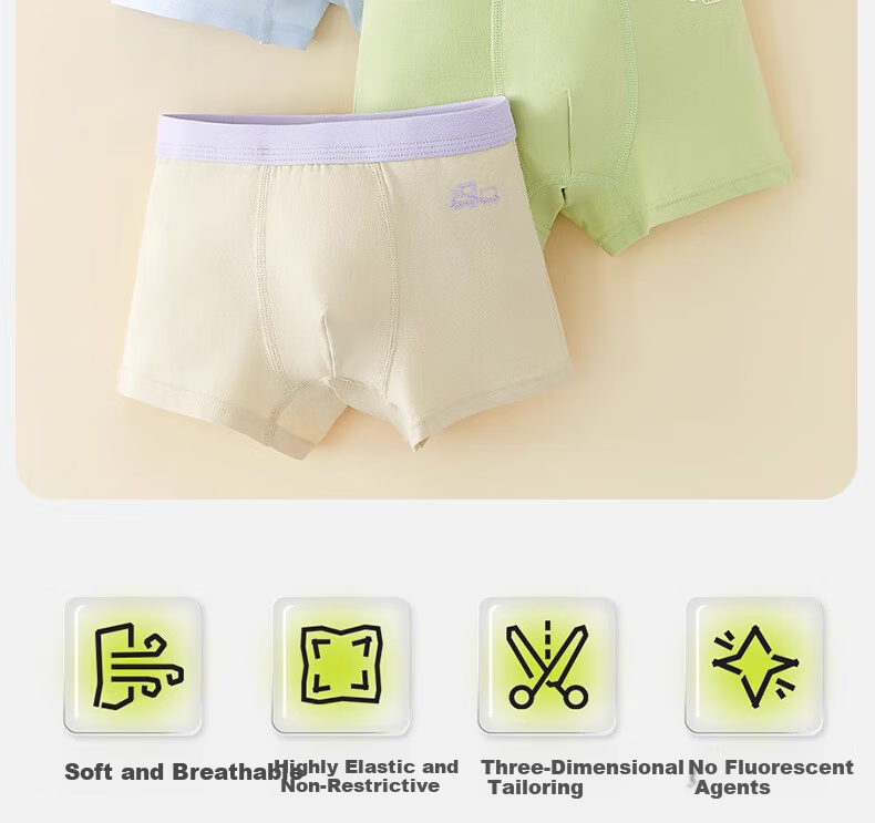 Mianqixiong Boys' Cotton Underwear A-Class Boxer Briefs 2025 New Style 4-Pack NG203 XXXL 4