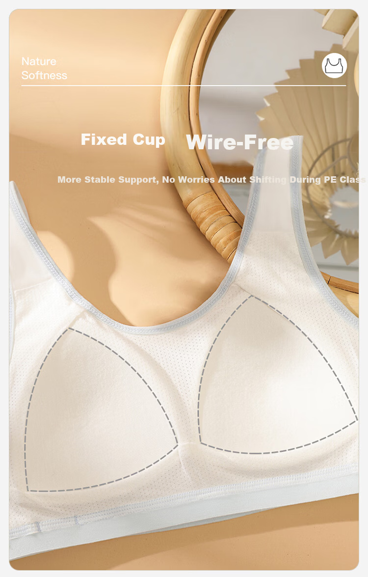 FitonTon 2-Pack Cotton Big Kids Girls Sports Shockproof Thin Developmental Tank Top Bra 10