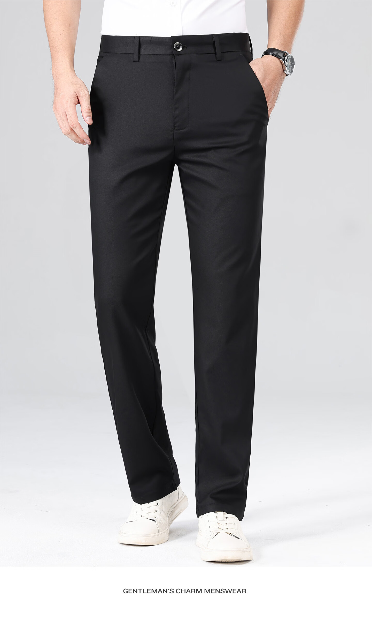 Antonio [Ice Silk & Instant Cooling] Summer Breathable Lightweight Men's Casual Pants Elastic Waist Versatile Straight Leg Trousers 10