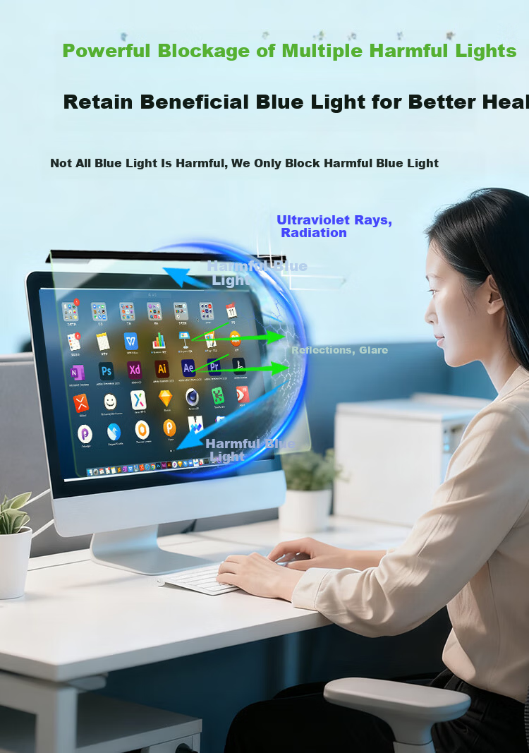BOSQING Ophthalmology Center Certified Blue Light Blocking Computer Screen Protector Eye Protection Screen Film Hanging Anti-Glare Radiation Shield for 14-Inch Laptop Monitor 8