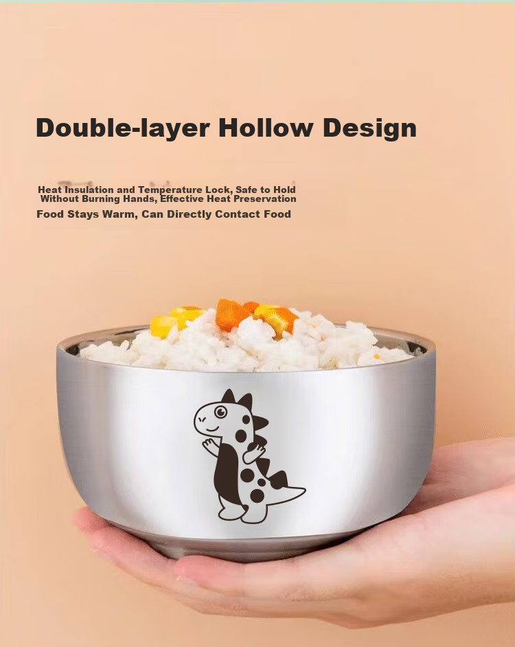 Baoshi PPSU Baby Feeding Bowl Detachable Water Injection Insulated Temperature-Controlled Children's Straw Bowl with Suction Cup Tableware Lunch Box 4
