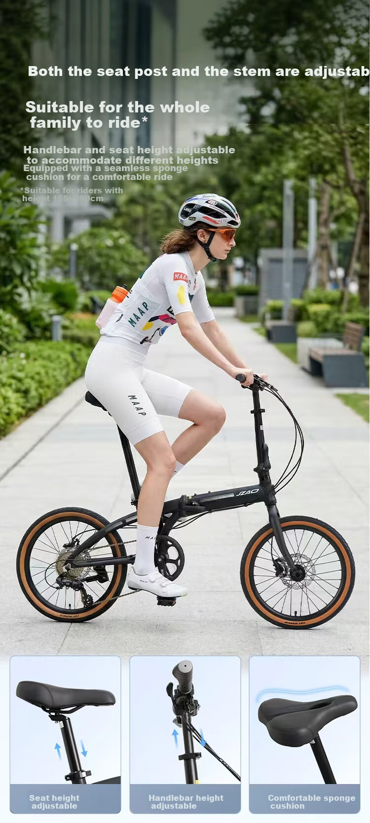 JD Jingzao F8 Pro Folding Bike Shimano 8-Speed Hydraulic Disc Brake Adult Student 20-inch Ceramic Black 4
